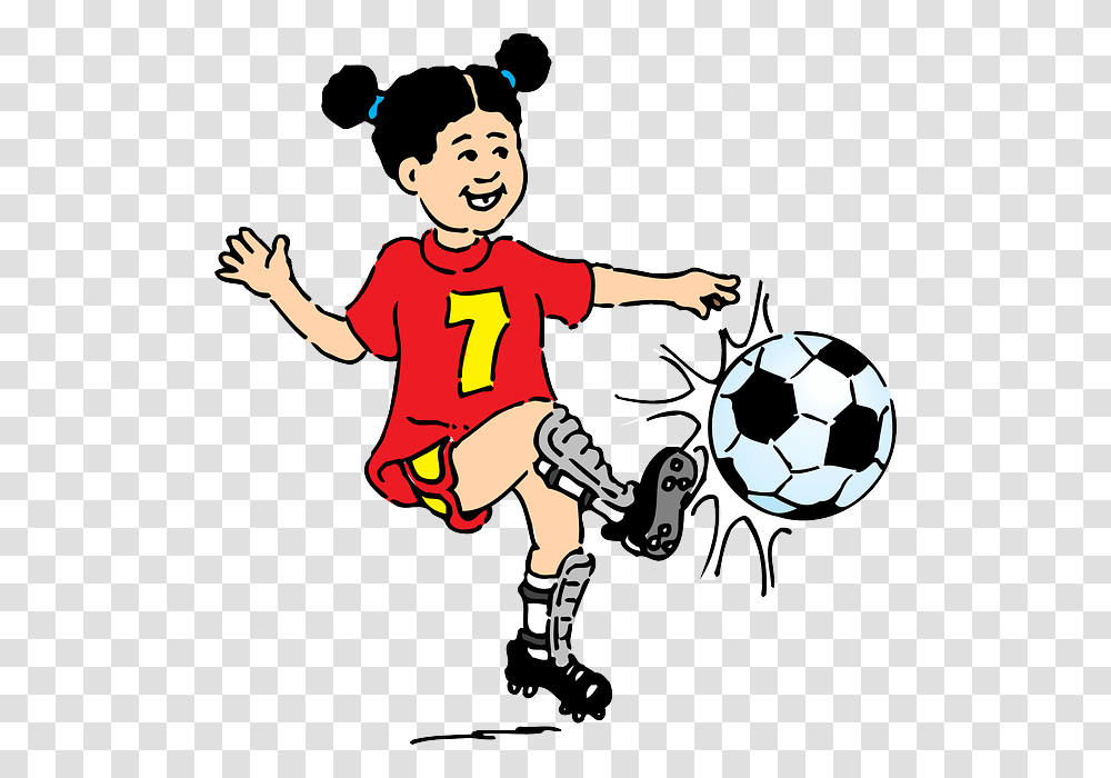 Footballer Girl Female Playing Football Clipart, Person, People, Sport, Team Sport Transparent Png
