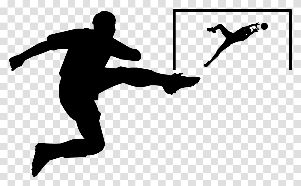 Footballgoalkeeper Silhouette Athlete Ball Catch Female Soccer Player Silhouette, Gray, World Of Warcraft Transparent Png