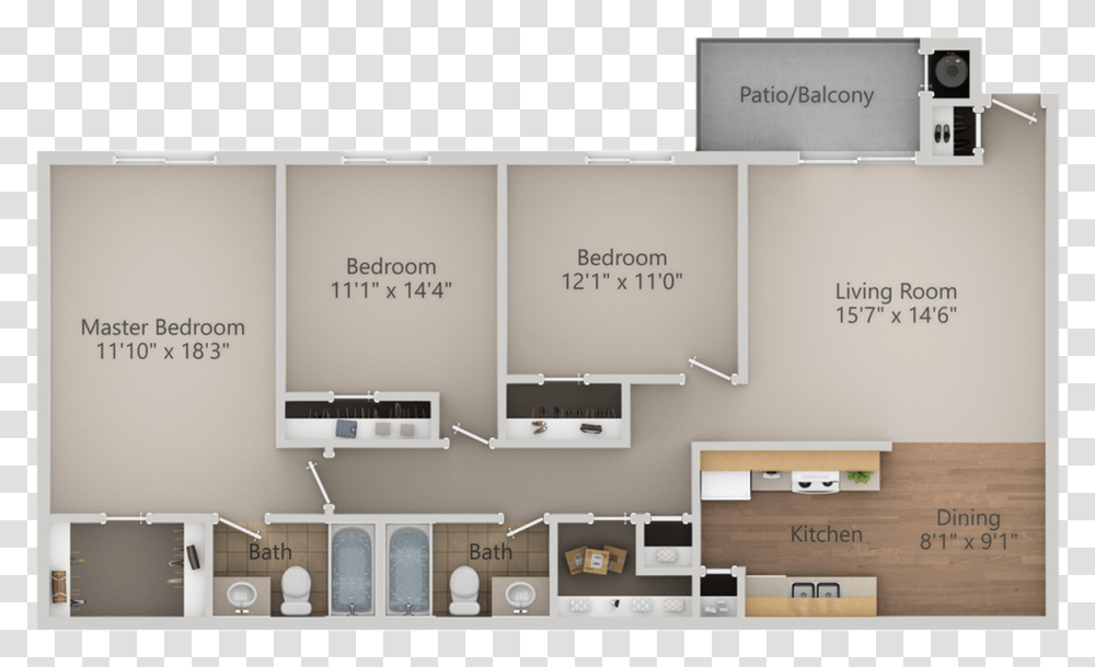 For The Three Bedroomtwo Bath Floor Plan Floor Plan, Diagram, Plot Transparent Png
