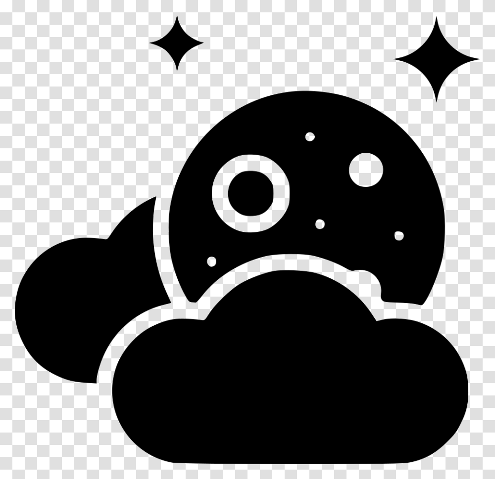Forecast Clouds Moon Night Moon And Clouds Icon, Stencil, Silhouette, Sticker, Label Transparent Png