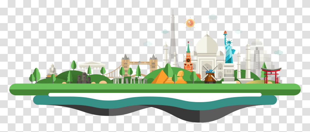 Forest And Mountain Cartoon Hd Rutas Culturales, Building, Architecture, Dome, Boat Transparent Png