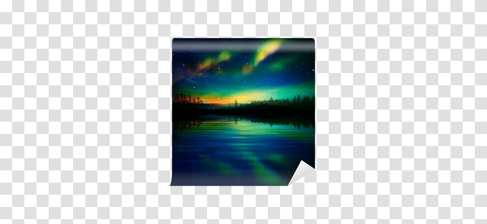Forest Lake, Nature, Outdoors, Night, Aurora Transparent Png