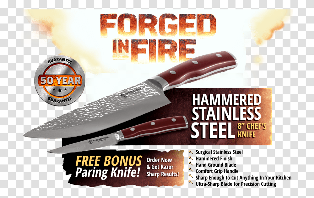 Forged In Fire Kitchen Knife, Weapon, Weaponry, Blade, City Transparent Png