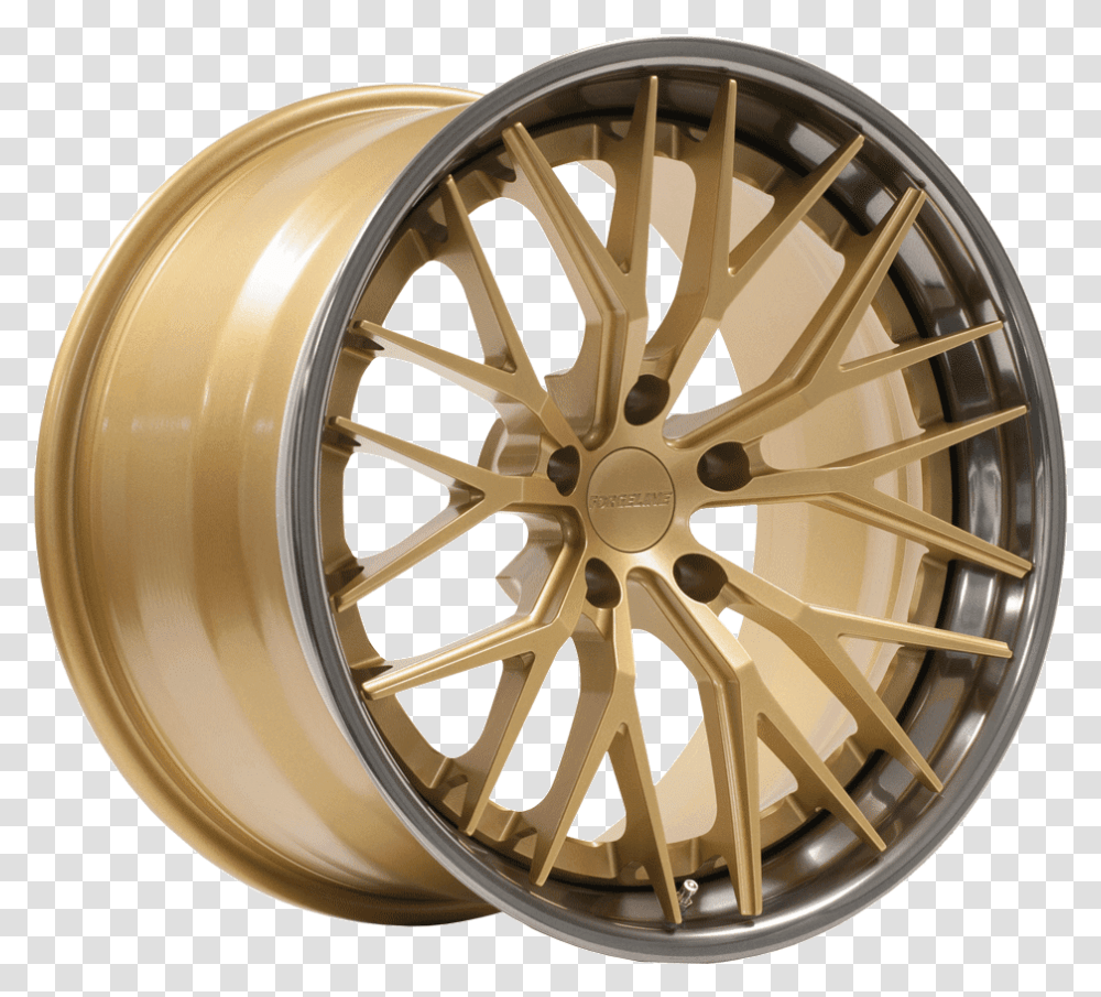 Forgeline Al303 Satin Race Gold Center And Smoke Rim, Wheel, Machine, Tire, Car Wheel Transparent Png