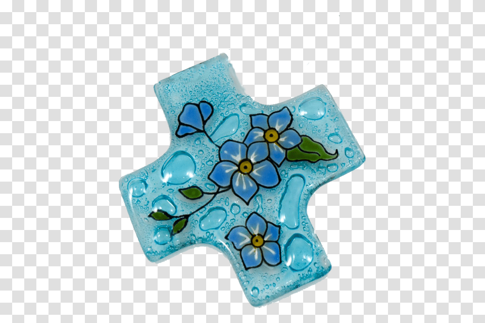 Forget Me Not Blue Handmade Cross Glass Artificial Flower, Symbol, Applique Transparent Png