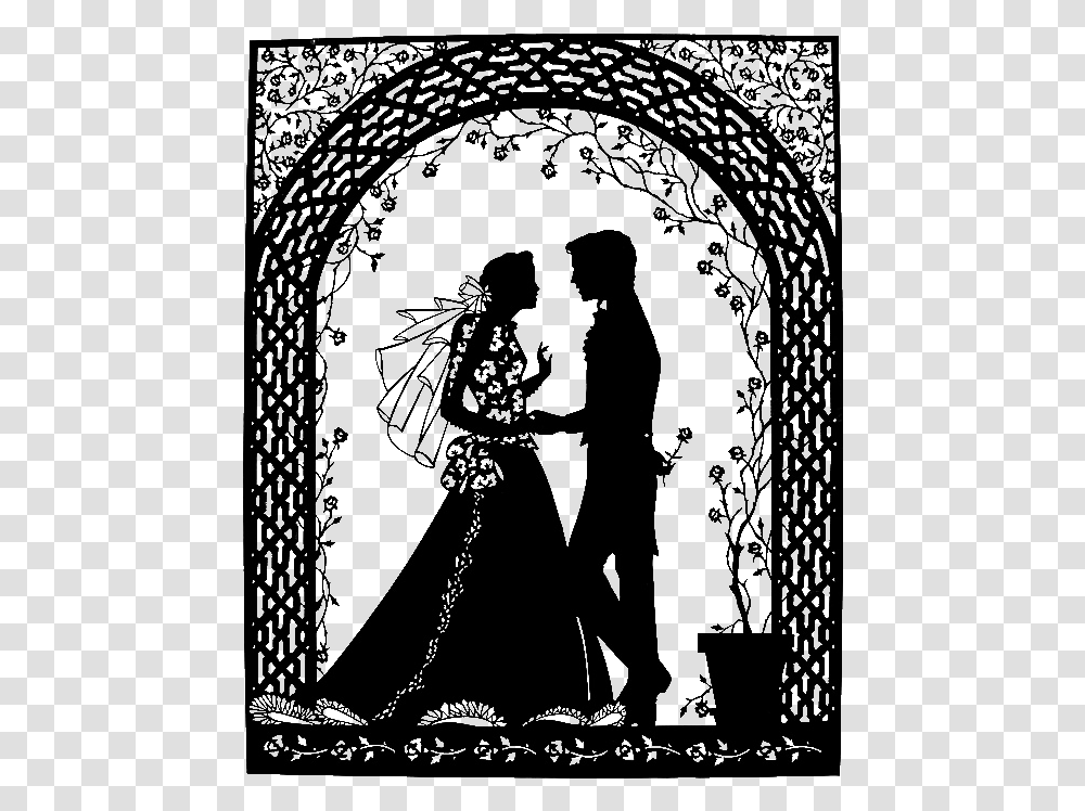 Forgetmenot Bride And Groom Silhouettes Cherno Belij Risunok Uzor, Nature, Outdoors, Outer Space, Astronomy Transparent Png