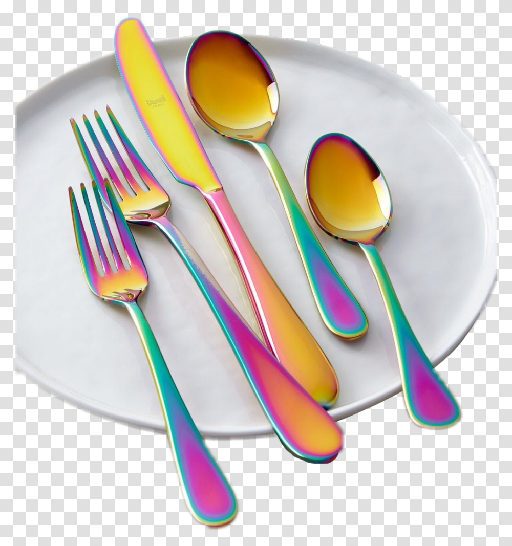 Fork And Spoon Mepra Rainbow, Cutlery, Dish, Meal, Food Transparent Png