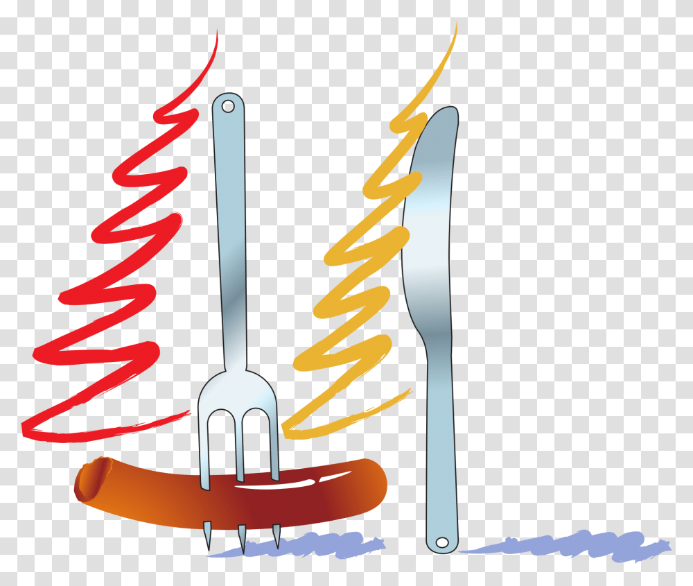 Fork Knife Sausage Drawing Free Image New Eve, Text, Dynamite, Weapon, Beverage Transparent Png