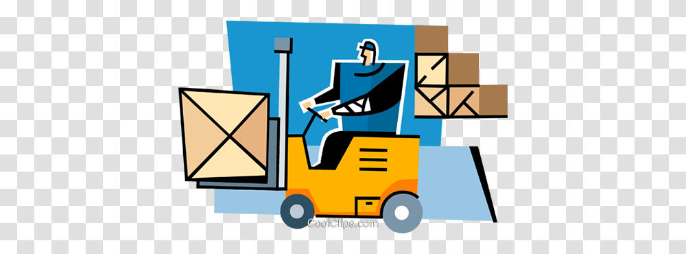 Forklift Royalty Free Vector Clip Art Illustration, Moving Van, Vehicle, Transportation, Cardboard Transparent Png