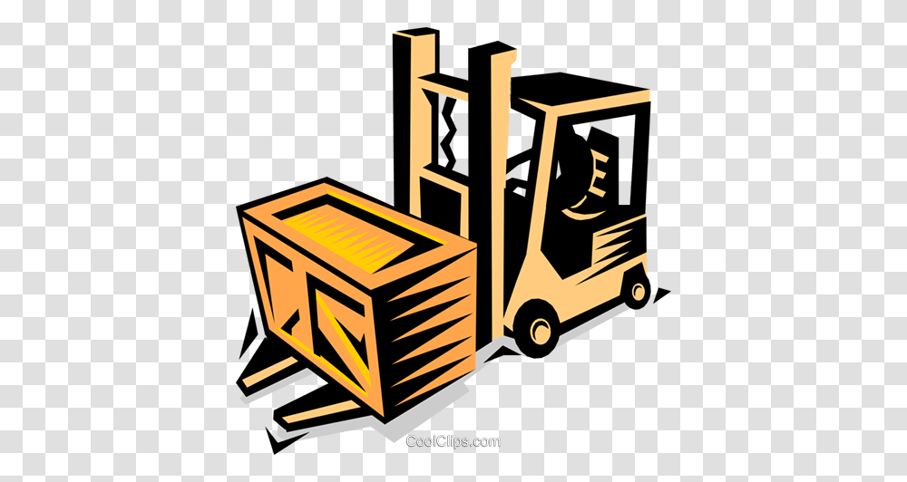 Forklift Royalty Free Vector Clip Art Illustration, Vehicle, Transportation, Box, Van Transparent Png