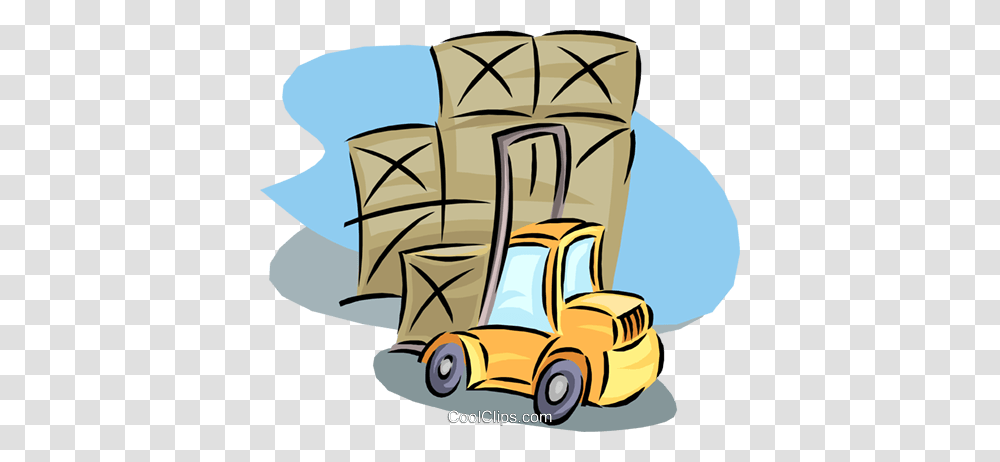 Forklift With Shipping Crates Royalty Free Vector Clip Art, Architecture, Building, Cushion, Pillar Transparent Png