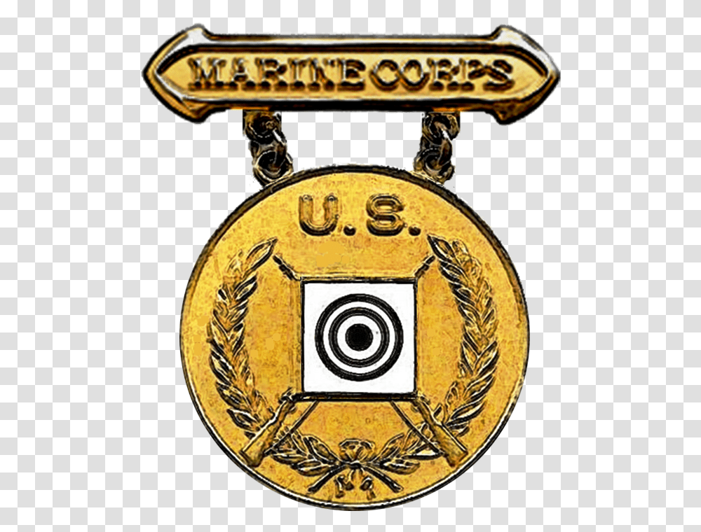Former Usmc Gold Rifle Marksmanship Competition Badge Marksman, Trophy, Gold Medal, Logo Transparent Png
