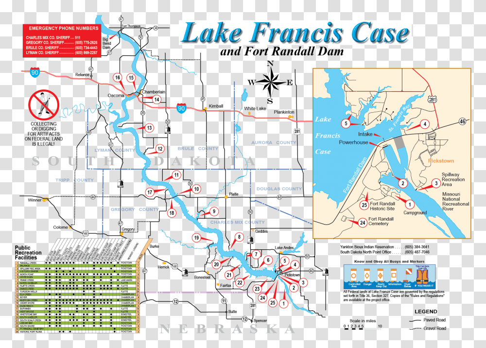 Fort Randall Recreation Brochure Maps Lake Francis Case On Us Map, Plot, Diagram, GPS, Electronics Transparent Png