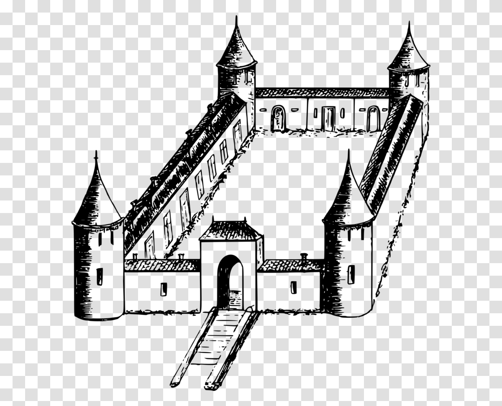Fortification Castle Line Art Drawing Building, Gray, World Of Warcraft Transparent Png