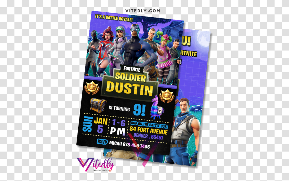 Fortnite Invitation Season 4 With Free Thank You Card Birthday Fortnite Invitations, Person, Advertisement, Poster, Paper Transparent Png
