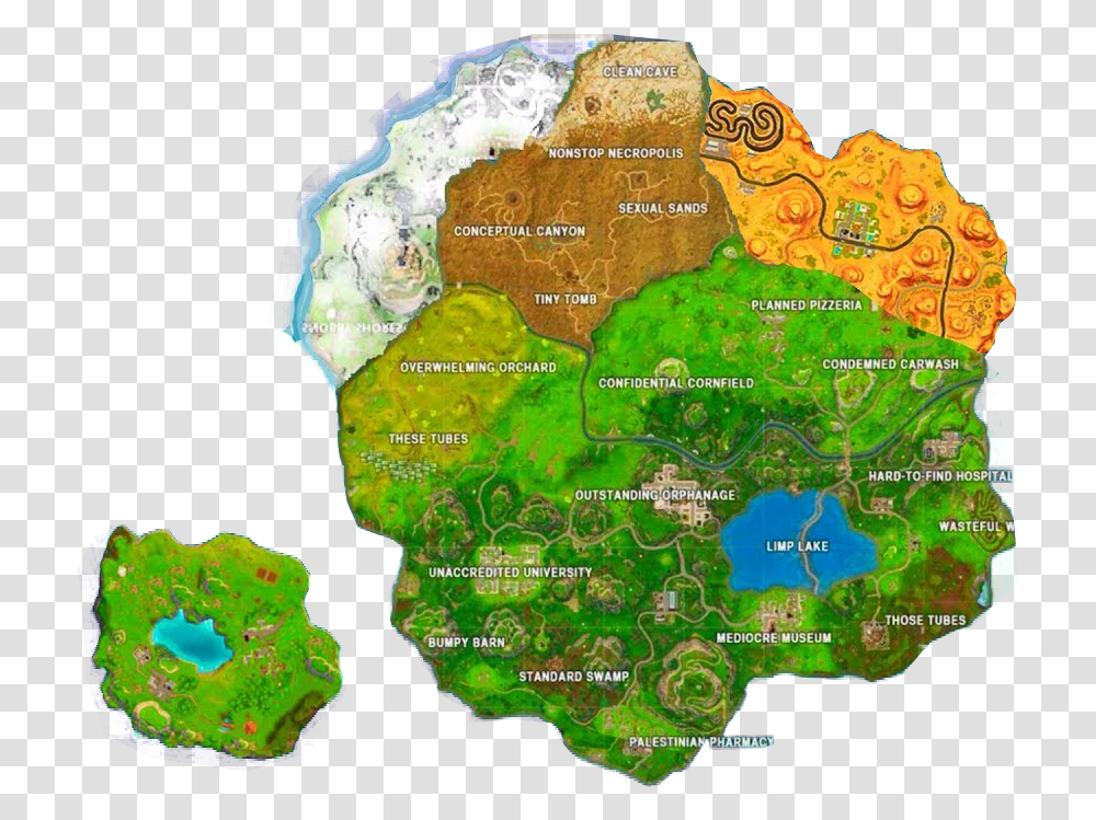 Fortnite New Season 7 Map Image Fortnite Map, Diagram, Plot, Atlas, Land Transparent Png