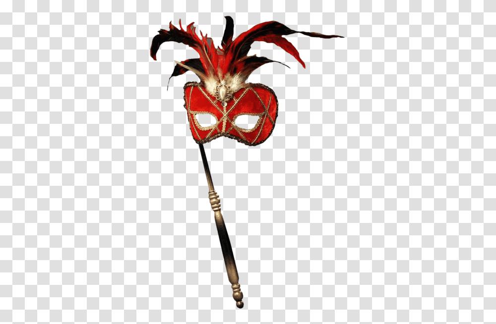 Forum Novelties Women's Feather Masquerade Mask With Venetian Masks With Stick Transparent Png