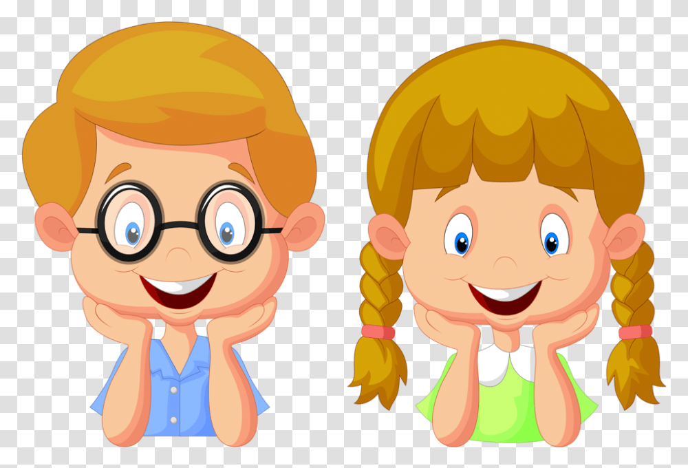 Fotki School Clipart Borders And Frames Cartoon Kids Boy And Girl Thinking Clipart, Face, Head, Elf Transparent Png