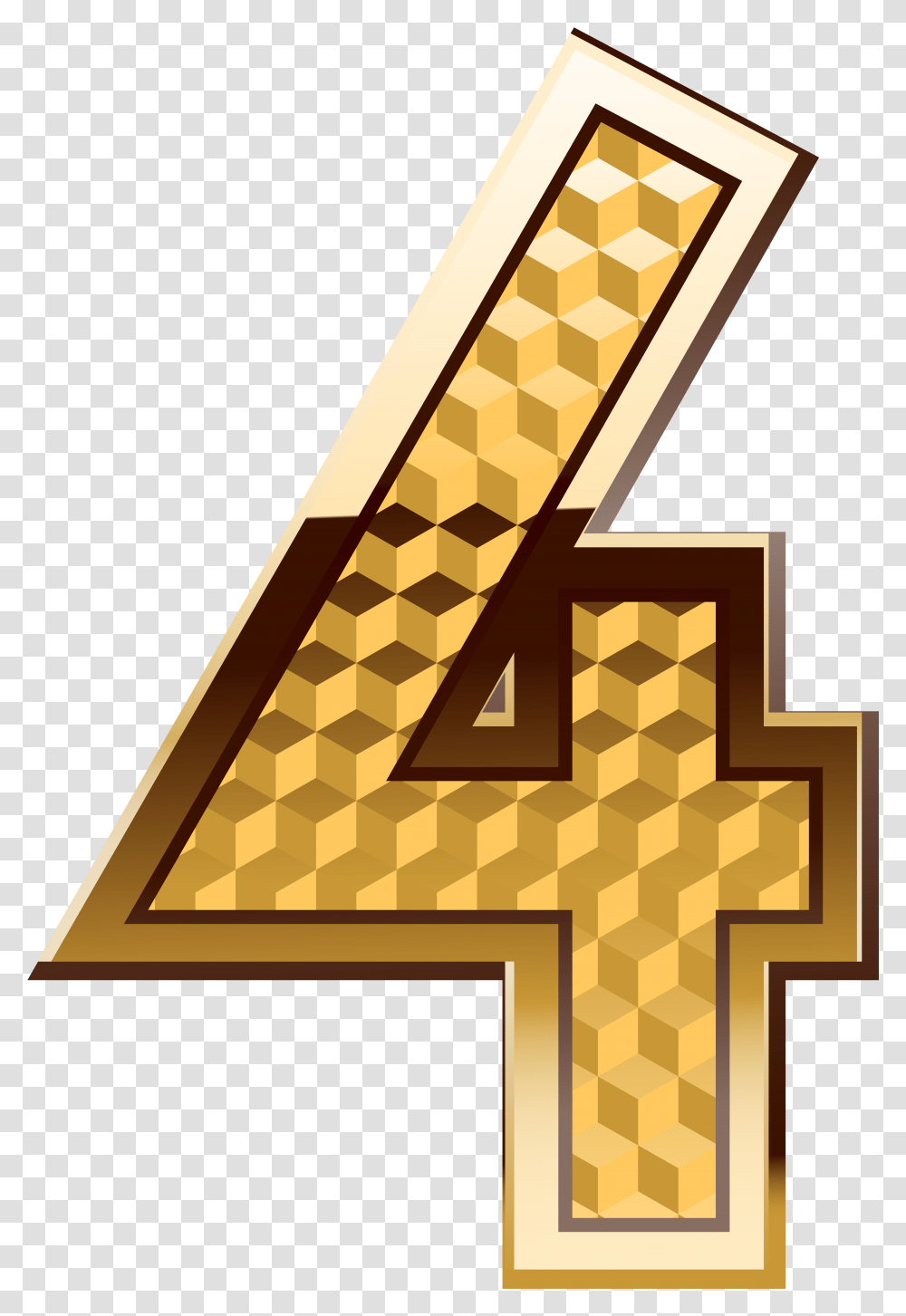 Four Clip Art Gold Number 4, Cross, Triangle Transparent Png