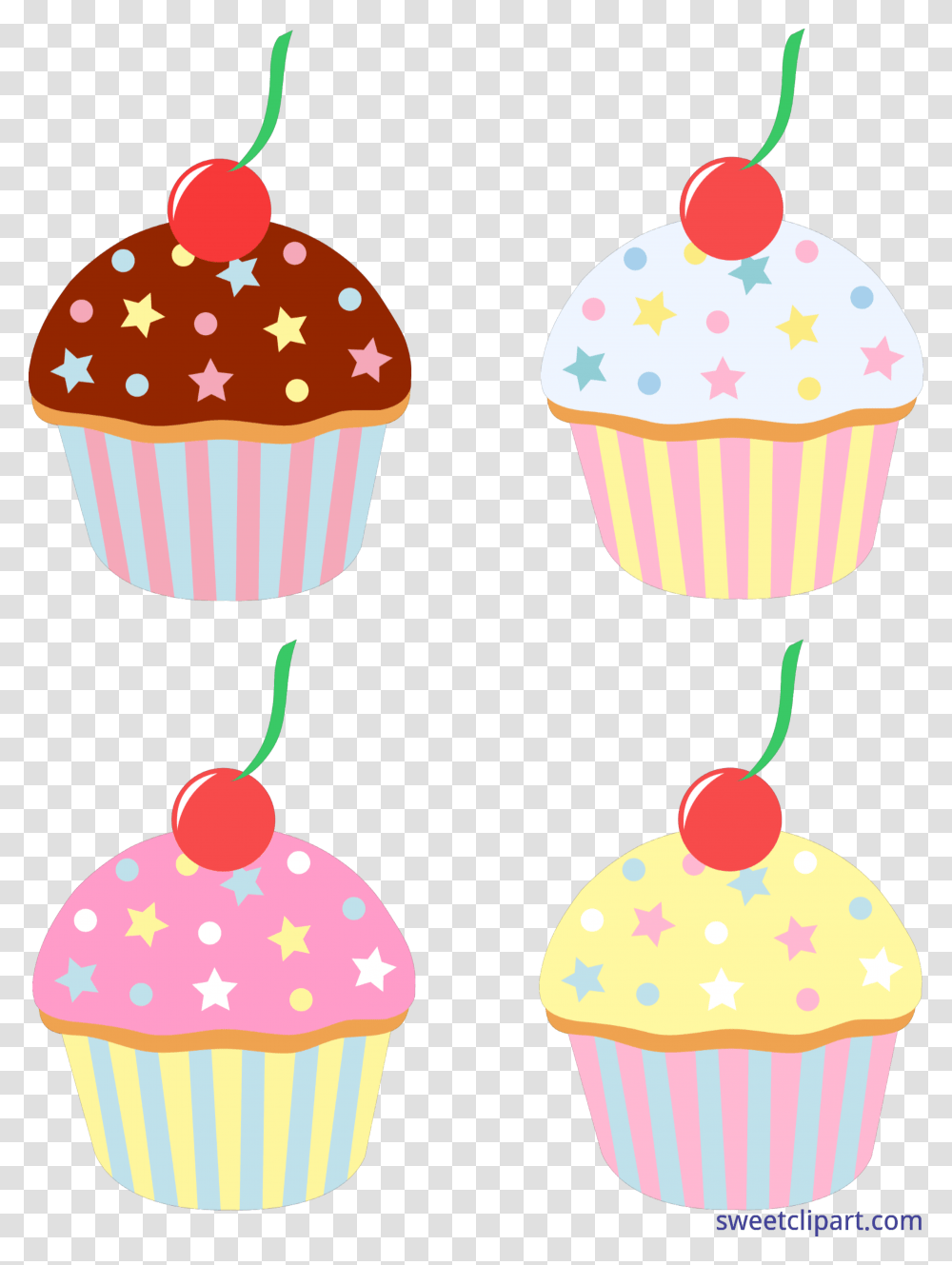 Four Cupcakes Set Clip Art, Cream, Dessert, Food, Creme Transparent Png