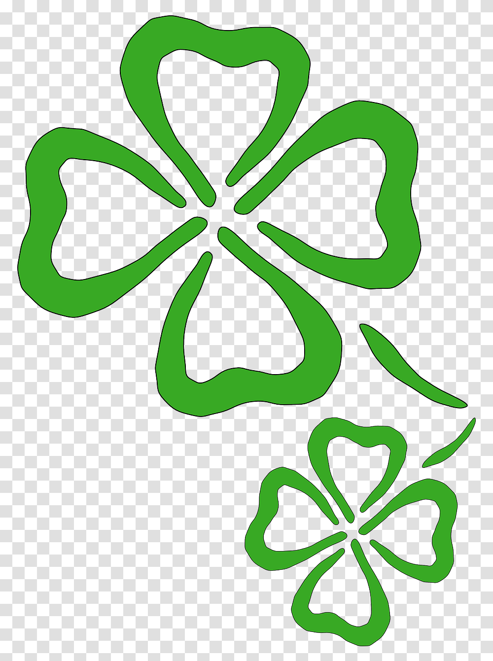 Four Leaf Clover Green Luck Free Vector Graphic On Pixabay Two Four Leaf Clover, Pattern, Floral Design, Graphics, Art Transparent Png