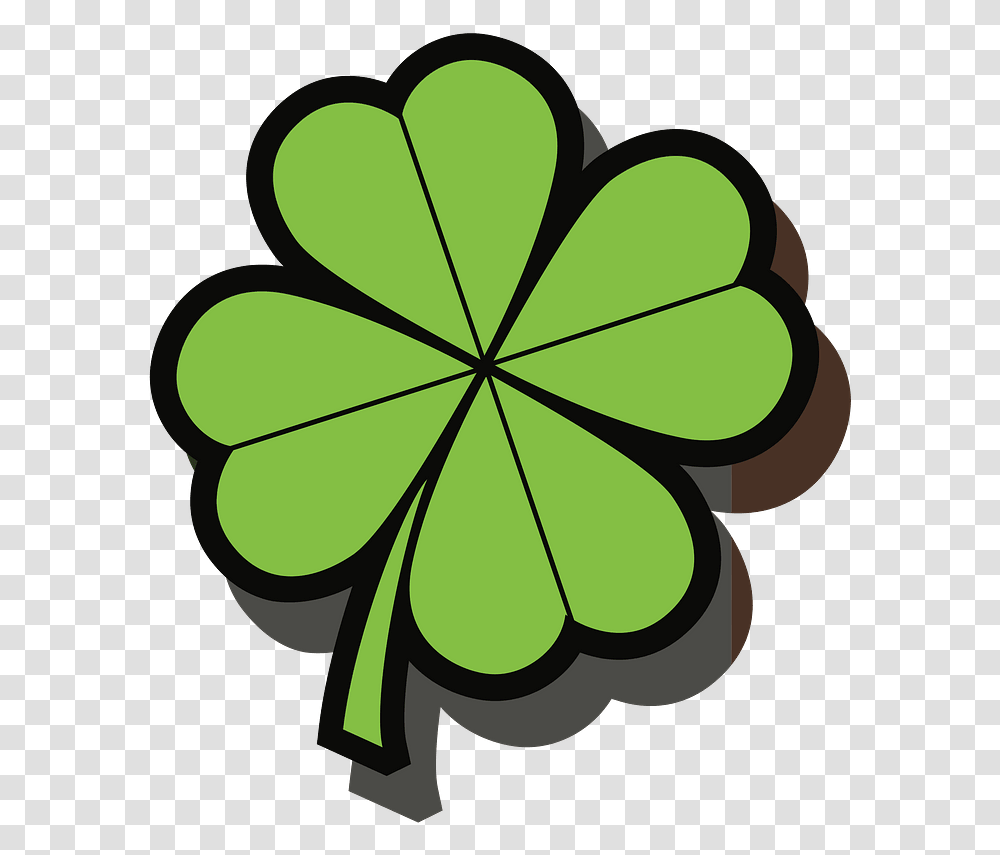 Four Leaf Clover With Shadow Clipart Free Download Clover, Ornament, Pattern, Tennis Ball, Sport Transparent Png