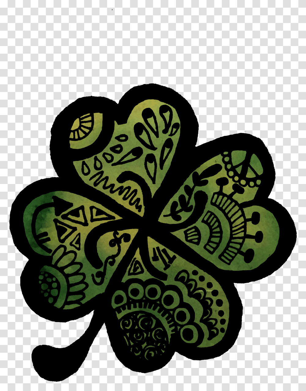 Four Leaf Clover Zentangle, Pattern, Stencil Transparent Png