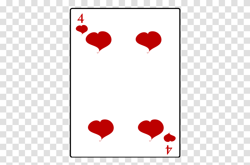 Four Of Hearts Playing Card Vector Illustration Playing Cards Four Of Hearts, Stain, Ball, Petal, Flower Transparent Png