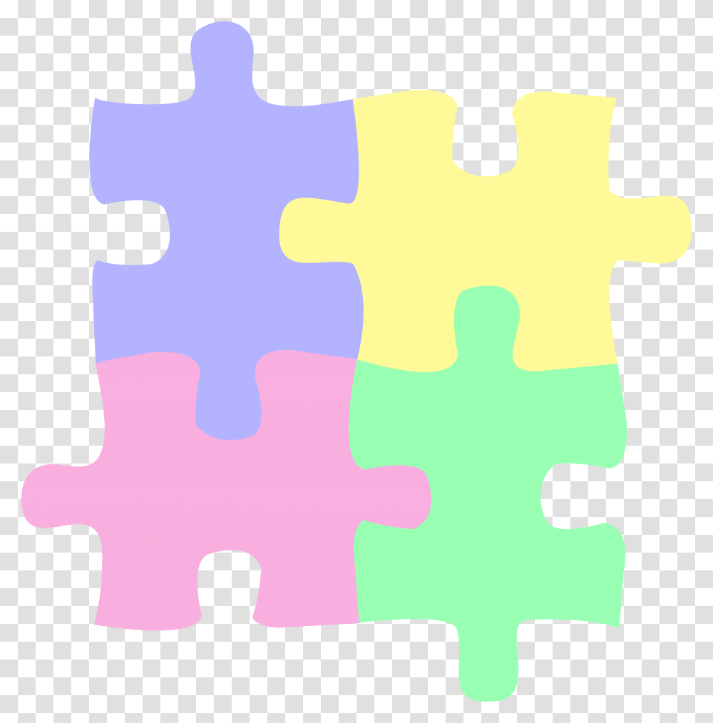 Four Pastel Colored Puzzle Pieces, Jigsaw Puzzle, Game, Hand Transparent Png