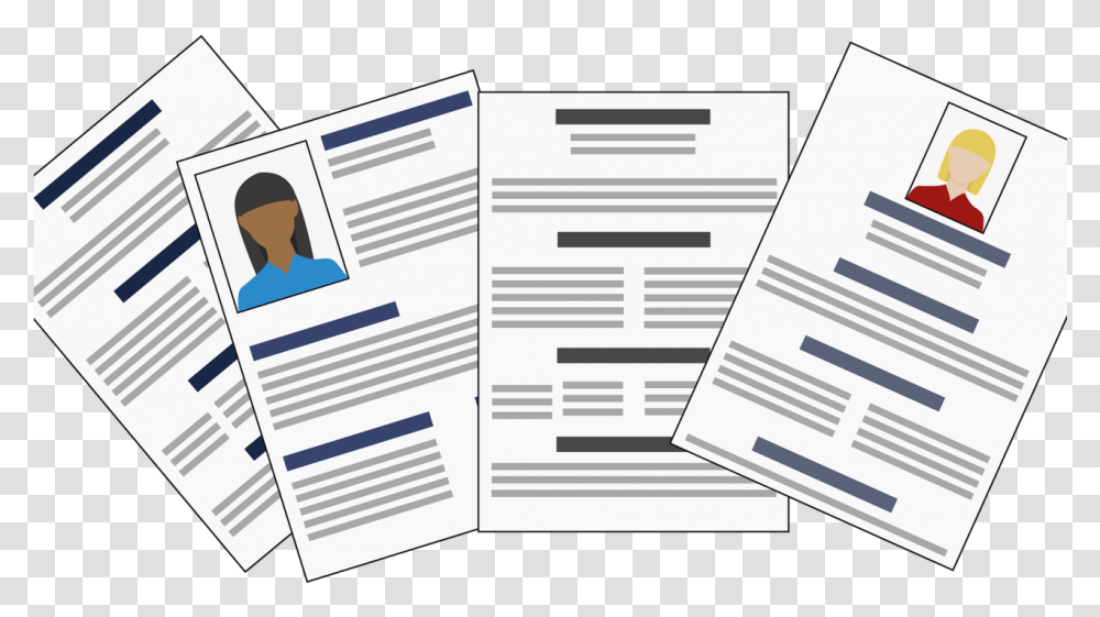 Four Pieces Of Paper With Fake Writing To Look Like Curriculum Vitae, Document, Bird, Animal Transparent Png