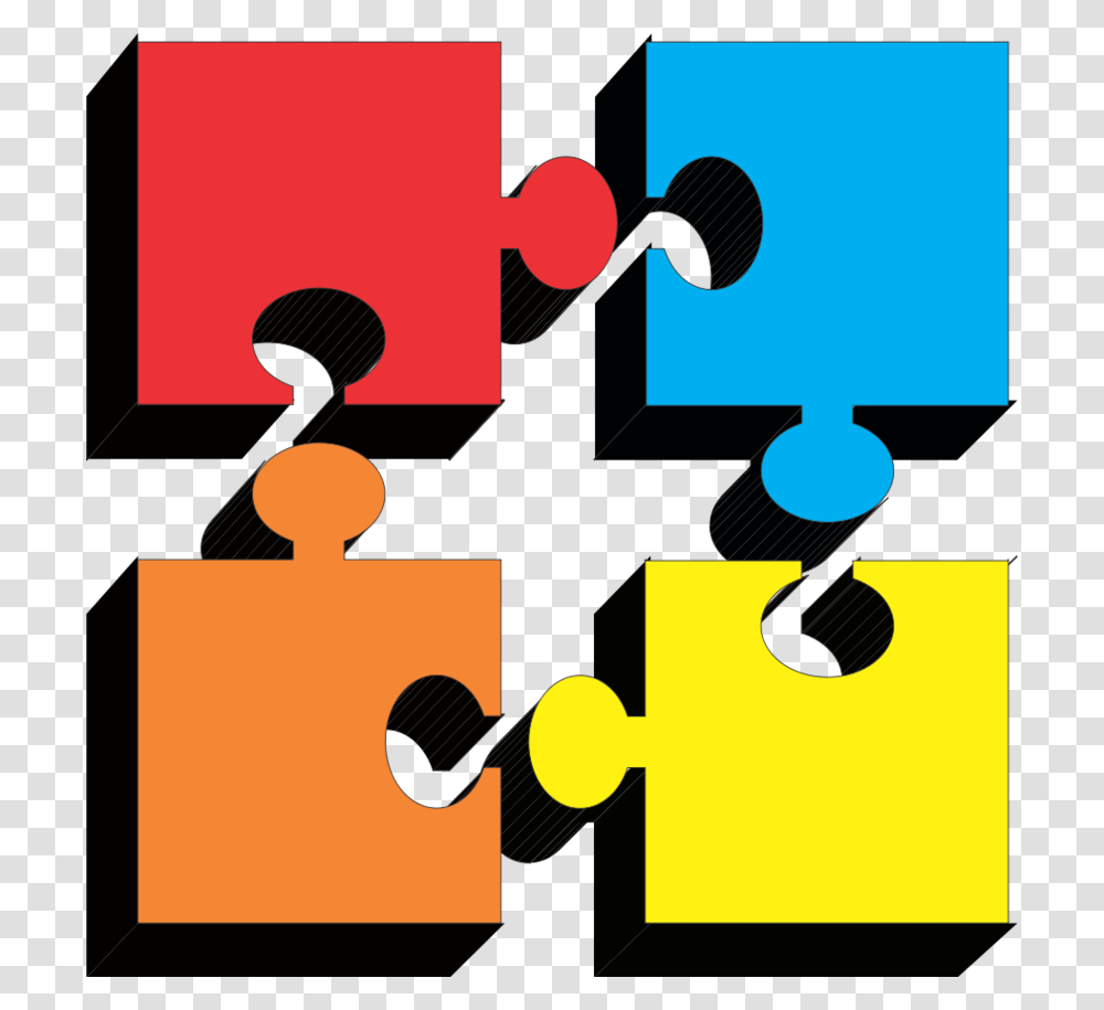 Four Puzzle Pieces Clipart, Number, Jigsaw Puzzle Transparent Png