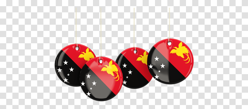 Four Round Labels Papua New Guinea Flag, Ornament, Tree, Plant, Sphere Transparent Png