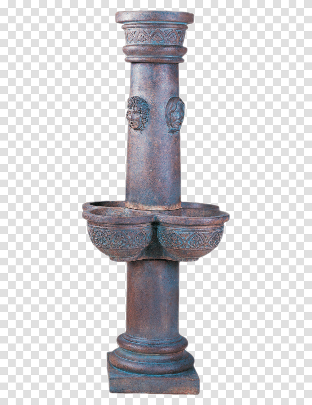 Four Seasonscast Stone Outdoor Garden Fountain With Column, Water, Fire Hydrant, Lamp, Sundial Transparent Png