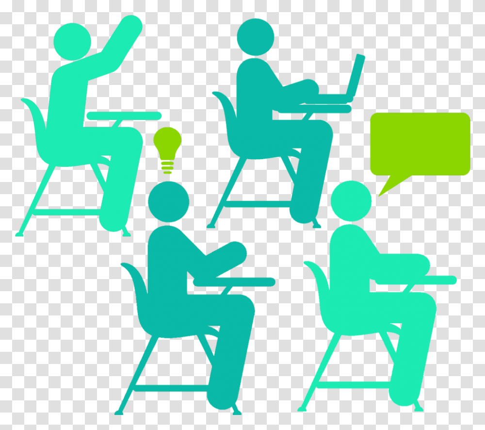 Four Students At Desks School Black And White, Person, Pedestrian Transparent Png