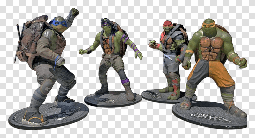 Four Teenage Mutant Ninja Turtles Figurine, Person, Military Uniform, Soldier, Army Transparent Png