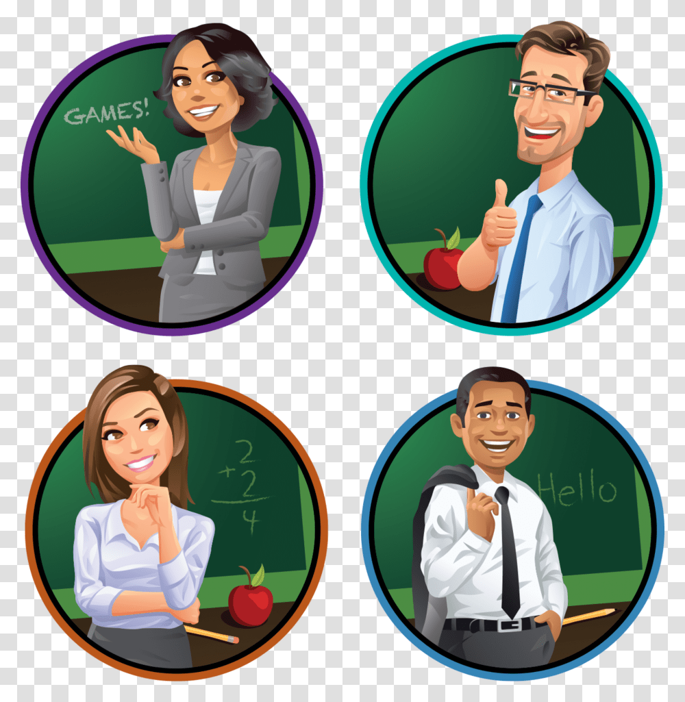 Four Types Of Teachers Male And Female Teacher Clipart, Person, Face, Head Transparent Png