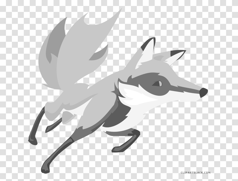 Fox Animal Free Black White Clipart Images Clipartblack Running Fox Clipart, Bird, Flying, Leaf, Plant Transparent Png