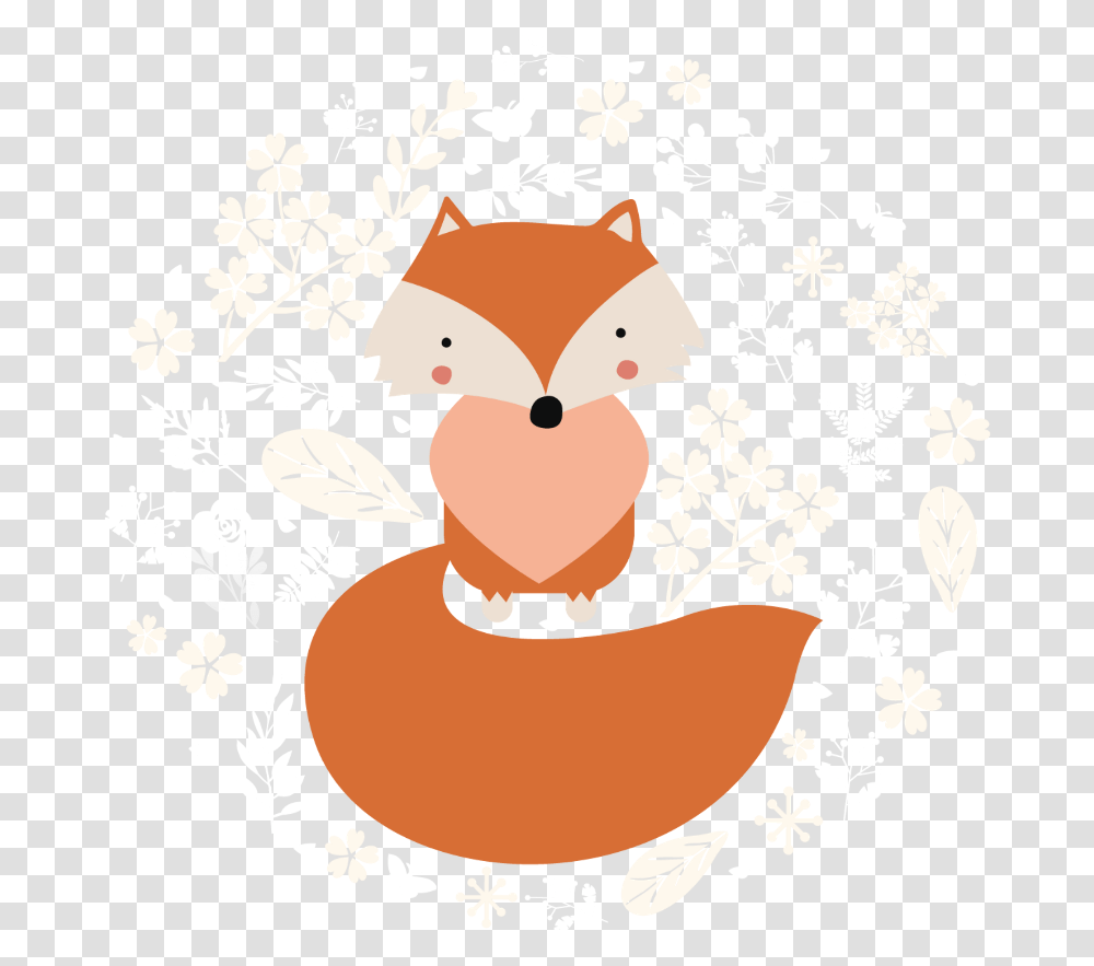 Fox Clipart Eating Fox Cute Cartoon, Floral Design, Pattern, Lace Transparent Png
