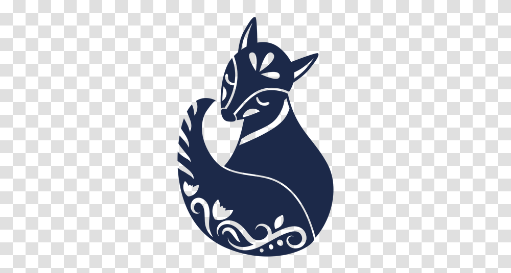 Fox Flower Pattern Ornament Illustration Cartoon, Cat, Pet, Mammal, Animal Transparent Png