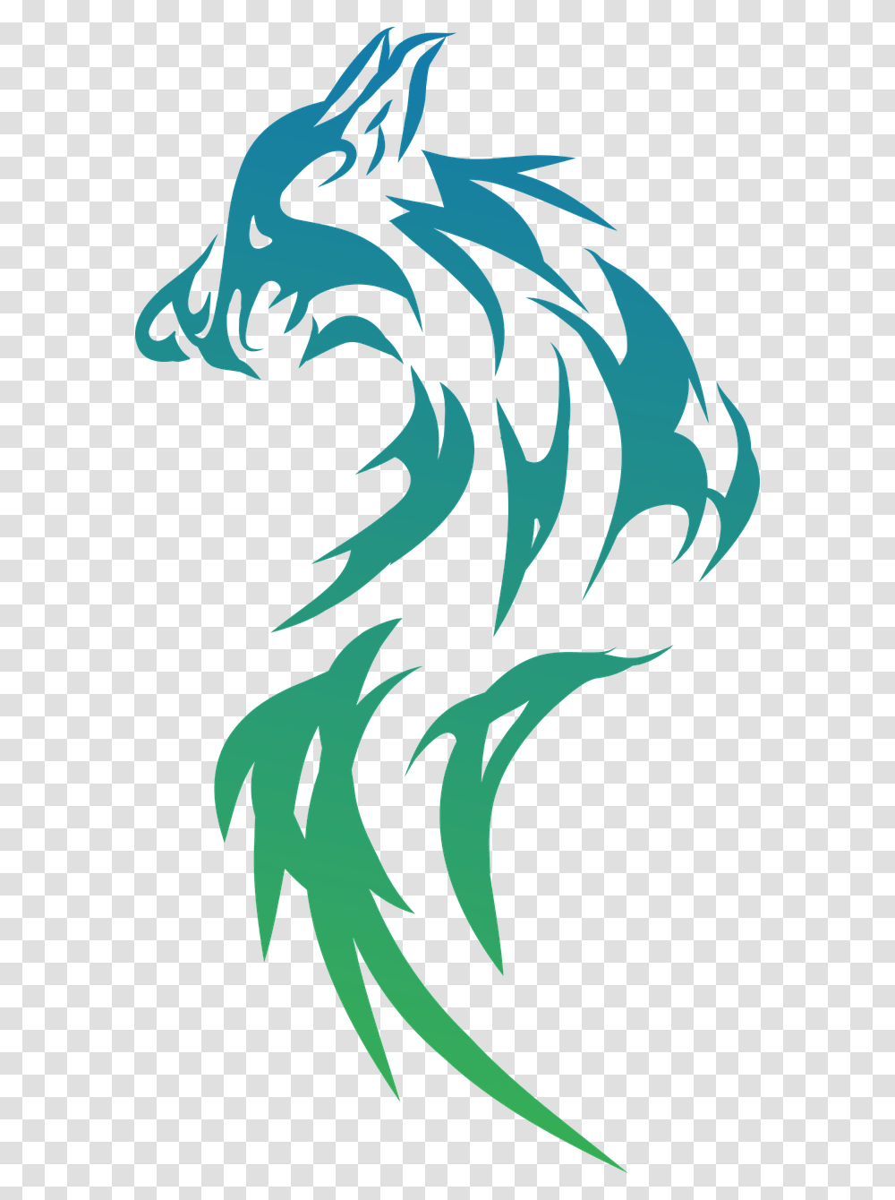 Fox Silhouette Tribal Wolf, Dragon, Pattern, Stencil Transparent Png