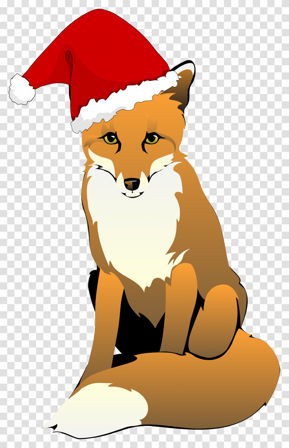 Fox Wearing Santa Hat Clip Arts Fox With Christmas Hat, Red Fox, Canine, Wildlife, Mammal Transparent Png