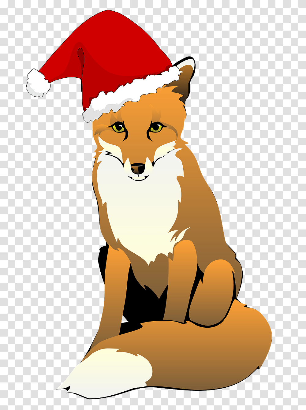 Fox Wearing Santa Hat Free Svg Fox Clipart, Red Fox, Canine, Wildlife, Mammal Transparent Png