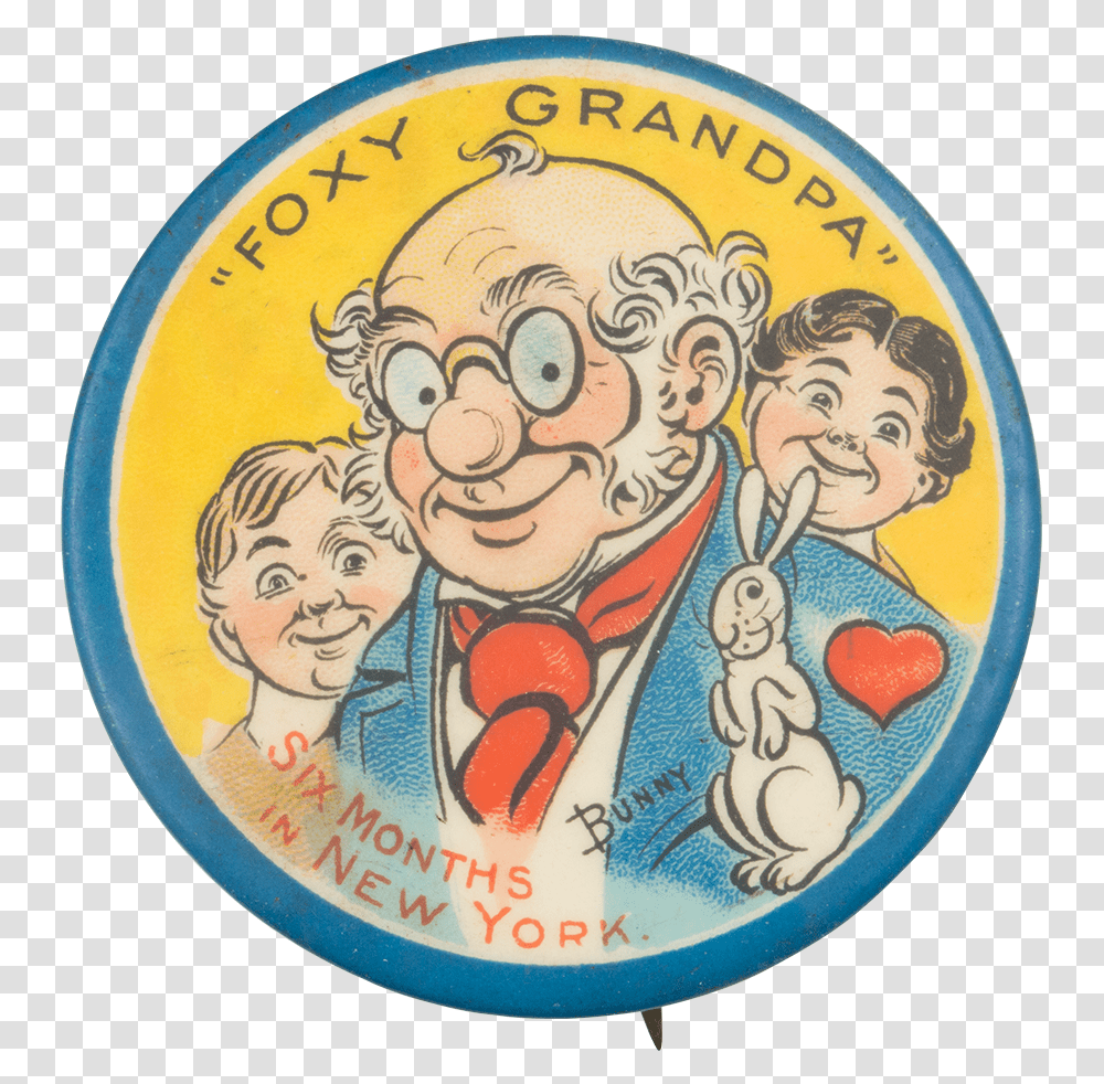 Foxy Grandpa Art Button Museum Cartoon, Logo, Trademark, Badge Transparent Png
