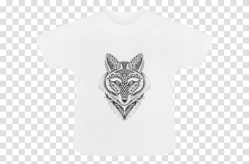 Foxy Wolf Ornate Animal Drawing Baby Classic T Shirt Dingo, Apparel, Sleeve, T-Shirt Transparent Png