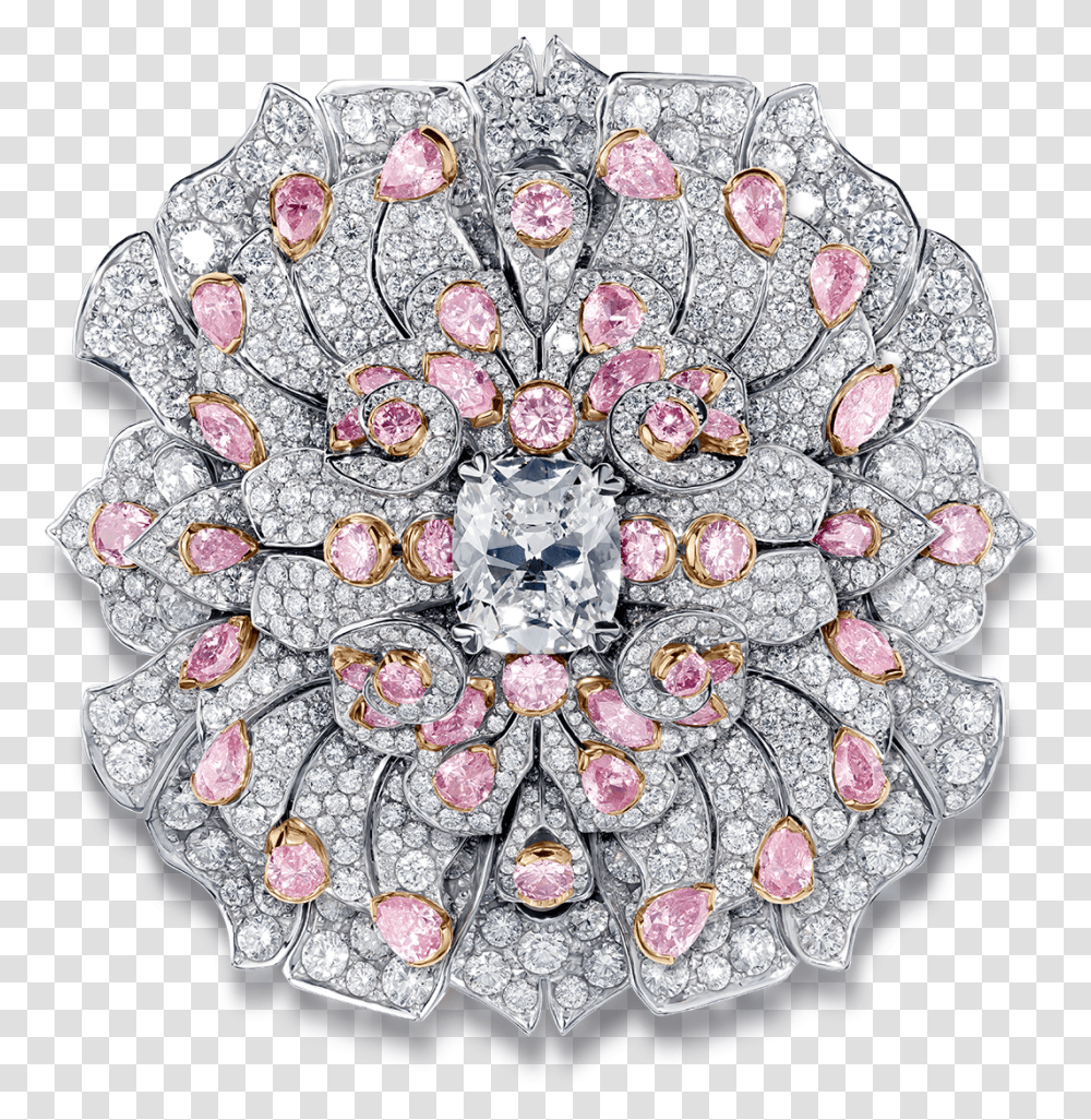 Fractal Rose Pink And White Diamond Brooch David Morris Circle, Blouse, Clothing, Apparel, Jewelry Transparent Png