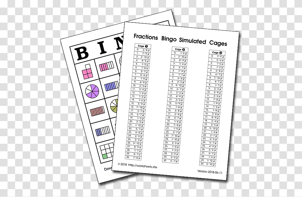 Fractions Bingo Simulated Cages Paper, Page, Plot, Flyer Transparent Png