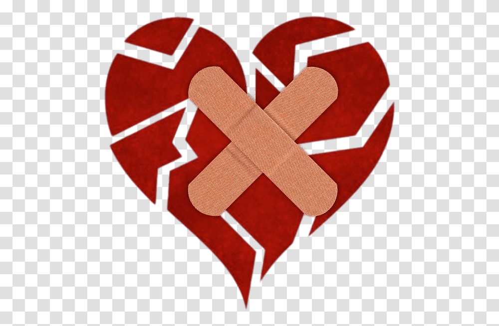 Fragmented Heart With Bandaids Broken Heart, First Aid, Bandage, Dynamite, Bomb Transparent Png