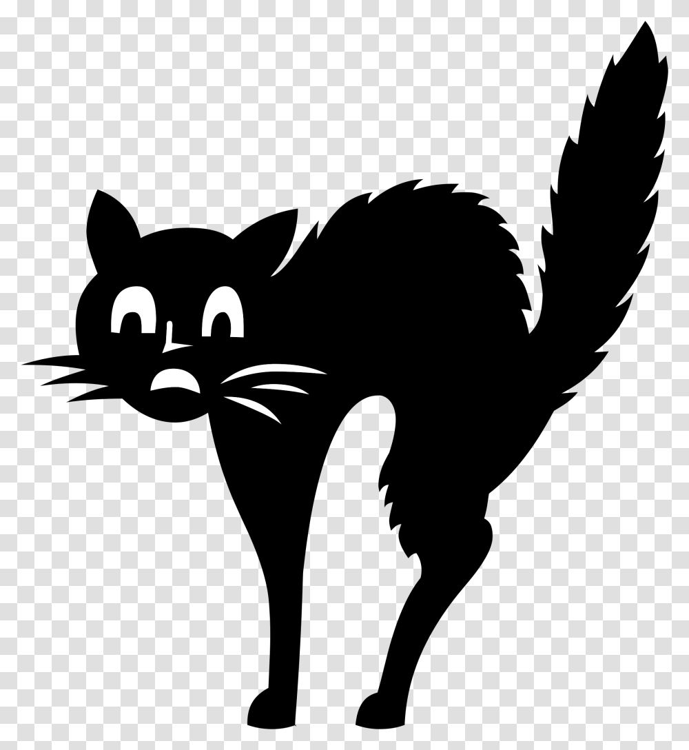 Fraidy Cat Silhouette Clip Arts Scared Cat Halloween, Stencil Transparent Png
