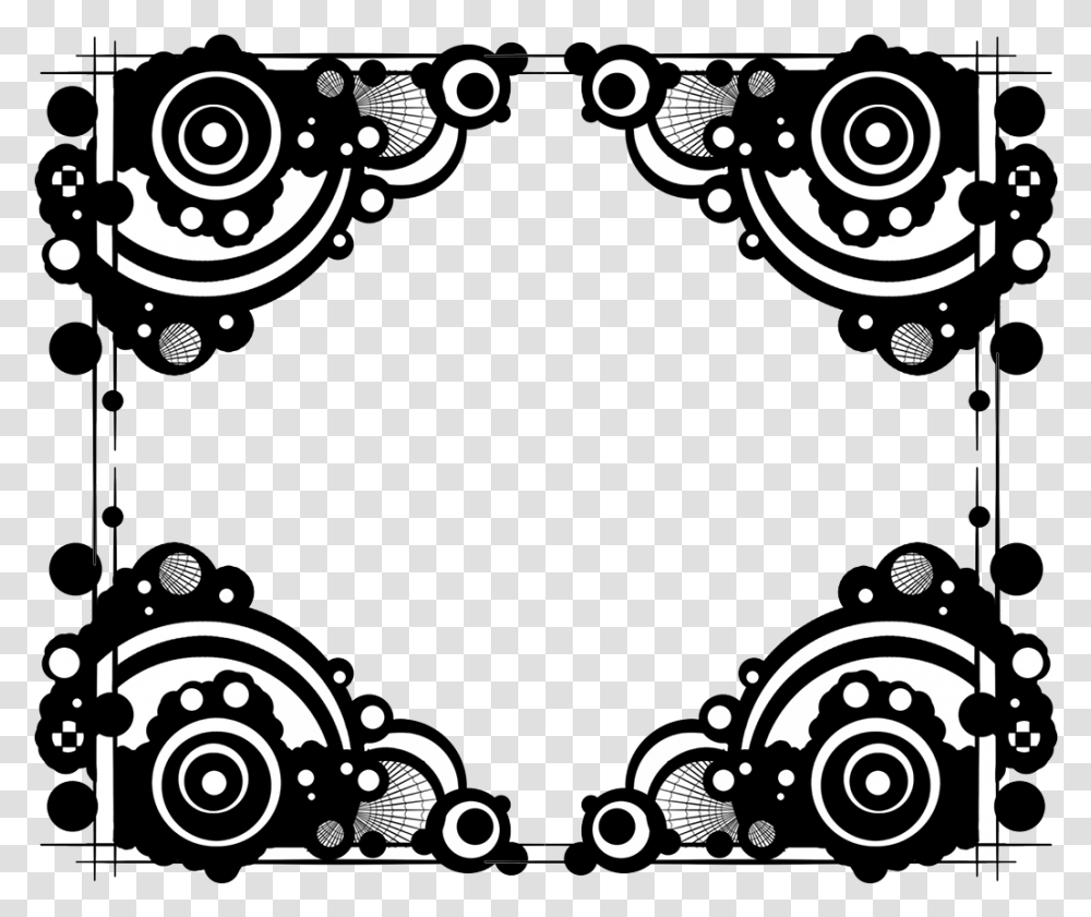 Frame Black White Circles Circles Corner, Floral Design, Pattern Transparent Png