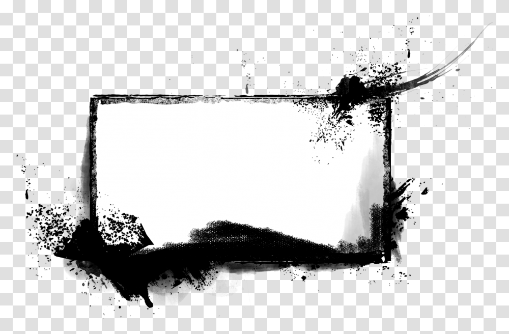 Frame Blackandwhite Text Template Background Grunge Ink Frame, Silhouette, Face, Mammal, Animal Transparent Png